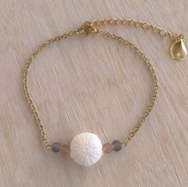 Bracelet Oursin Blanc Doré