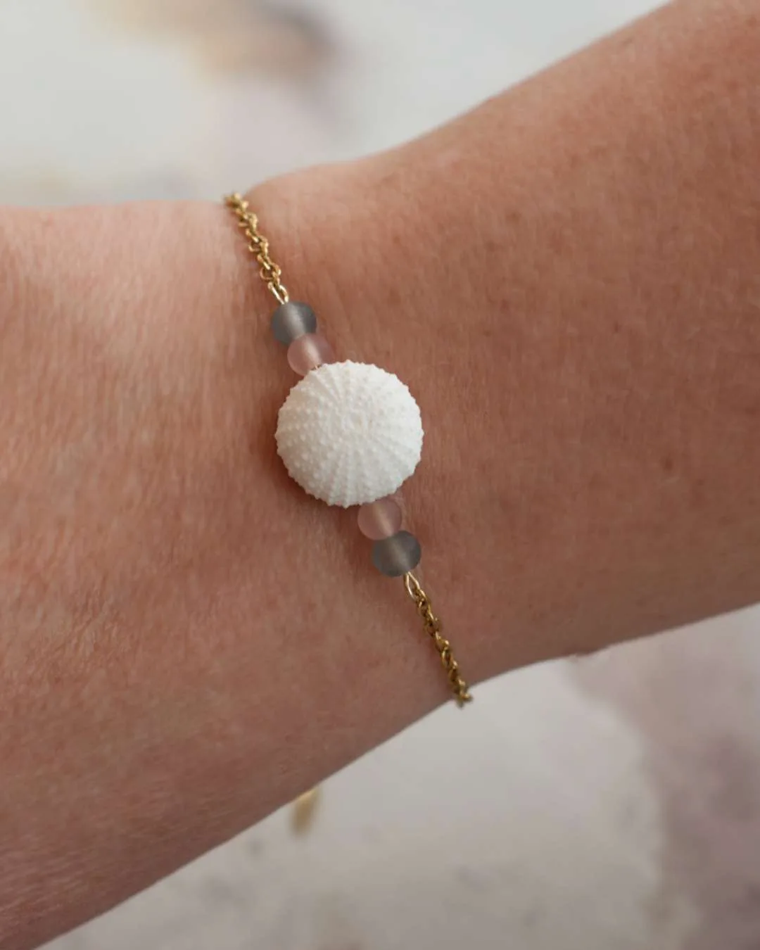 Bracelet Oursin Blanc Doré
