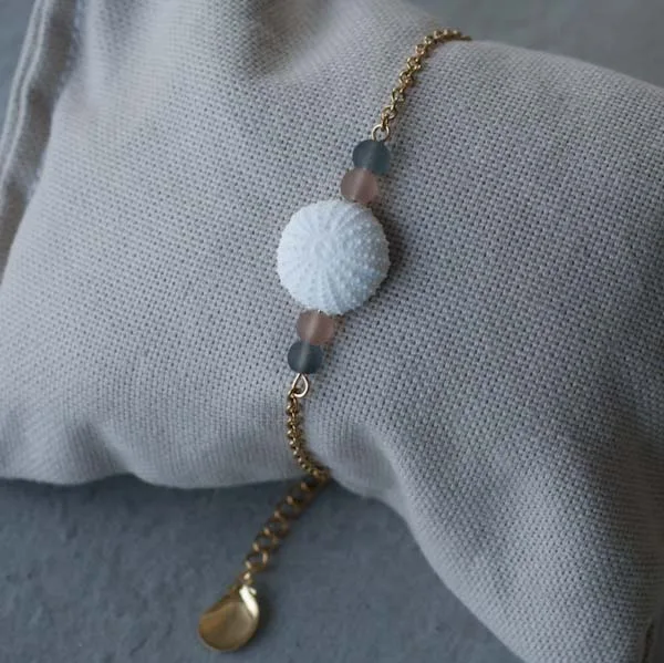 Bracelet Oursin Blanc Doré