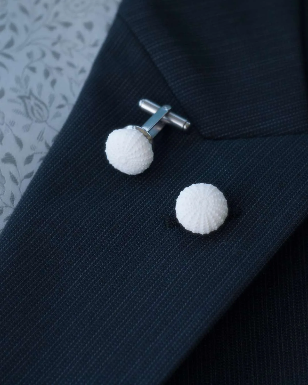 Boutons de manchette Oursins blancs