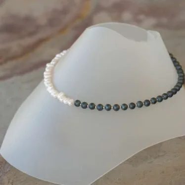 Collier Hématite & perles d’eau douce