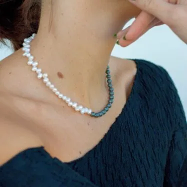 Collier Hématite & perles d’eau douce