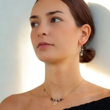 Collier goutte de cristal et hématite